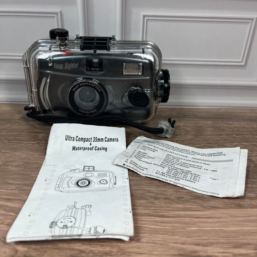 Snap Sights 35mm Film Camera Gray Waterproof Casing 100ft Manual
